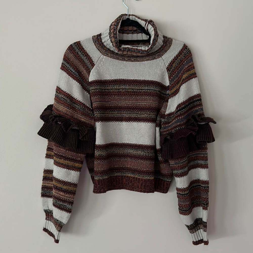 Ruffle Turtleneck Sweater